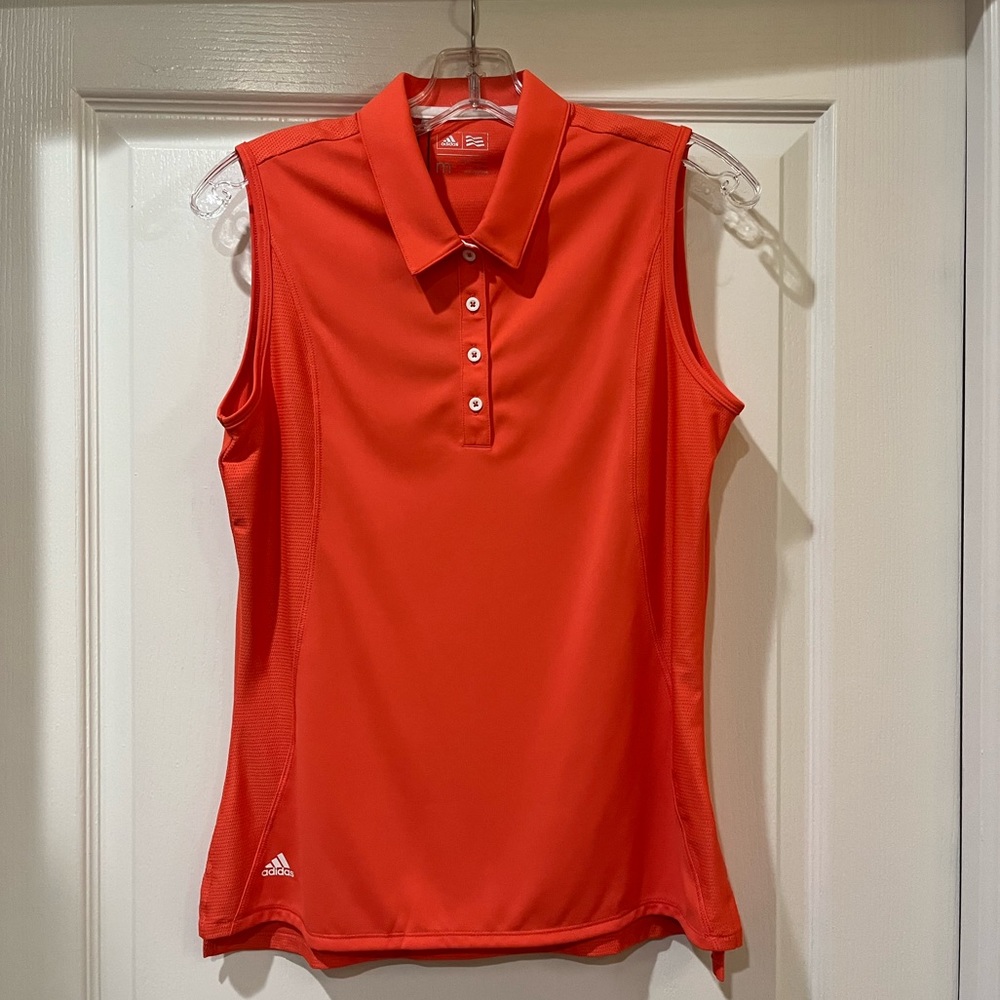 adidas Sleeveless Polo Top in Bright Red